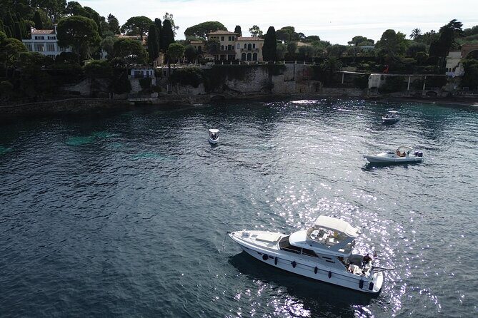 French Riviera Sunset Cruise - New Excursion for 2024! - The anchored sunset stop: swim time, music, and light refreshments