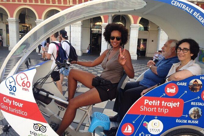 Private tour guide of Nice in electric taxibikes - Cours Saleya and old town lanes: market energy with quick context